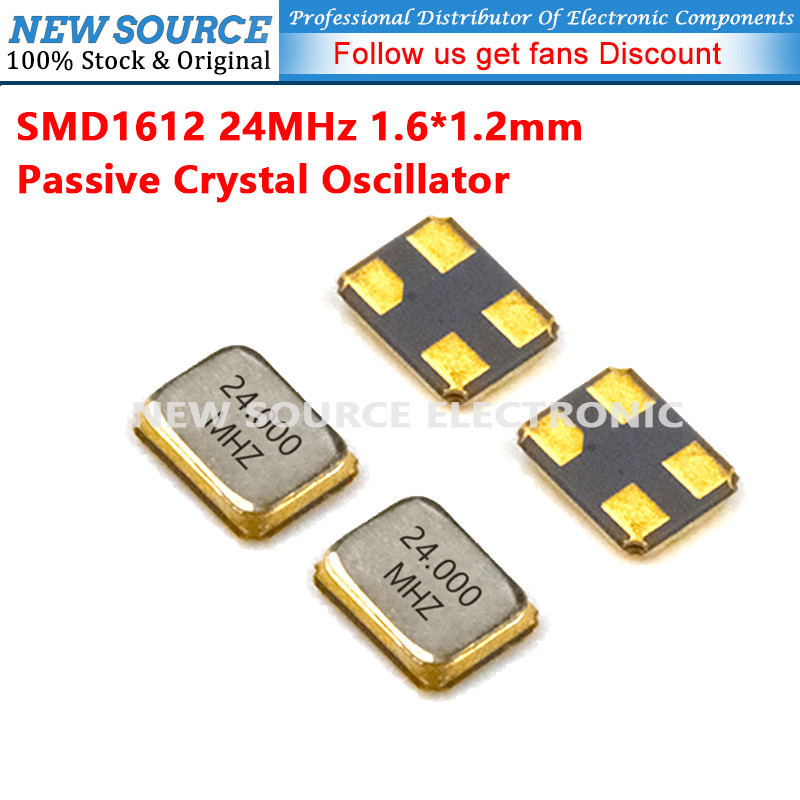 [1-10 ชิ้น] 1612 24MHz SMD Passive Crystal Oscilator 4Pin 1.6*1.2 มม. Quartz Resonator แหล่งใหม่