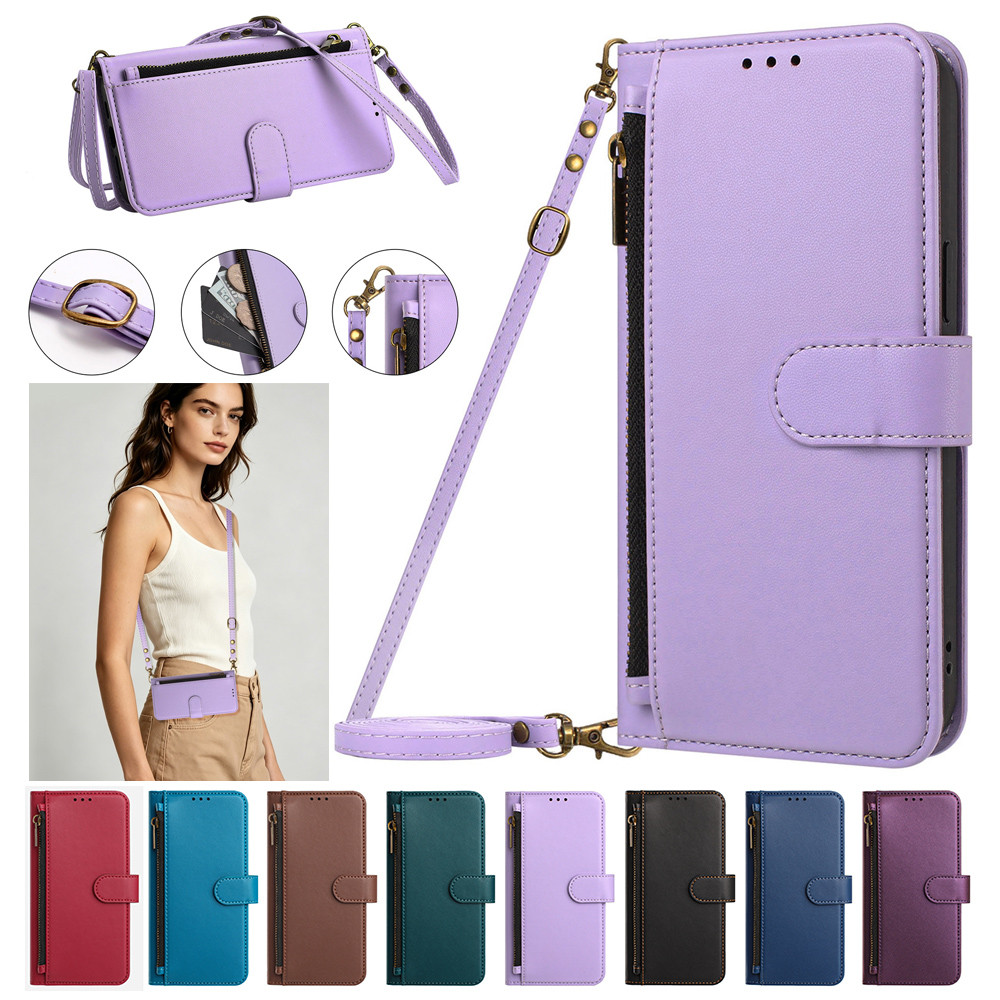 Crossbody Lanyard กระเป๋าสตางค์หนังสําหรับ Huawei P90 P80 Ultra P70 Pro Plus Mate 80 Pro Max สร้อยคอ