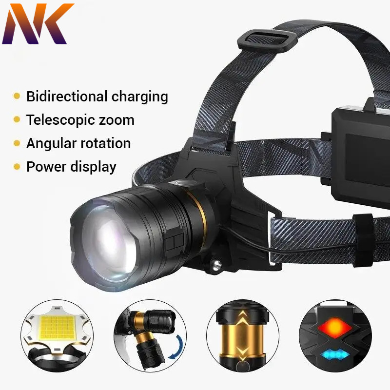 NK XHP360 ซูม LED ไฟหน้า 36 ลูกปัด LED 18650 ชาร์จปรับความสว่างแสงสําหรับตกปลาตั้งแคมป์เดินป่า