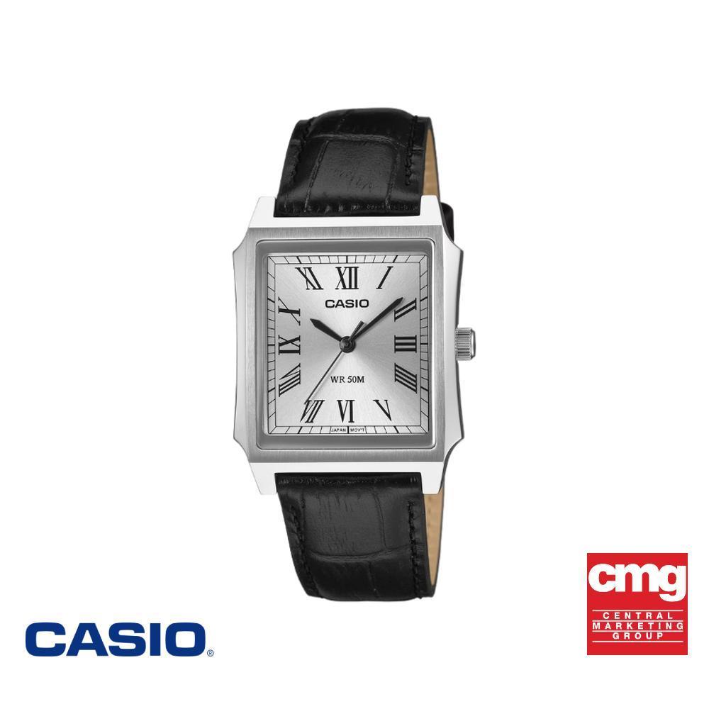 CASIO นาฬิกาข้อมือ รุ่น MTP-B190L-7BVDF สายหนังแท้ สีเงิน