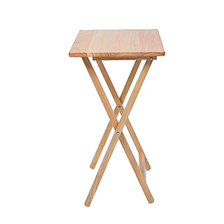 PJ wood โต๊ะพับไม้แท้ มินิมอล โต๊ะวางของอเนกประสงค์ ประหยัดพื้นที่ Foldable Rubberwood Tray Table