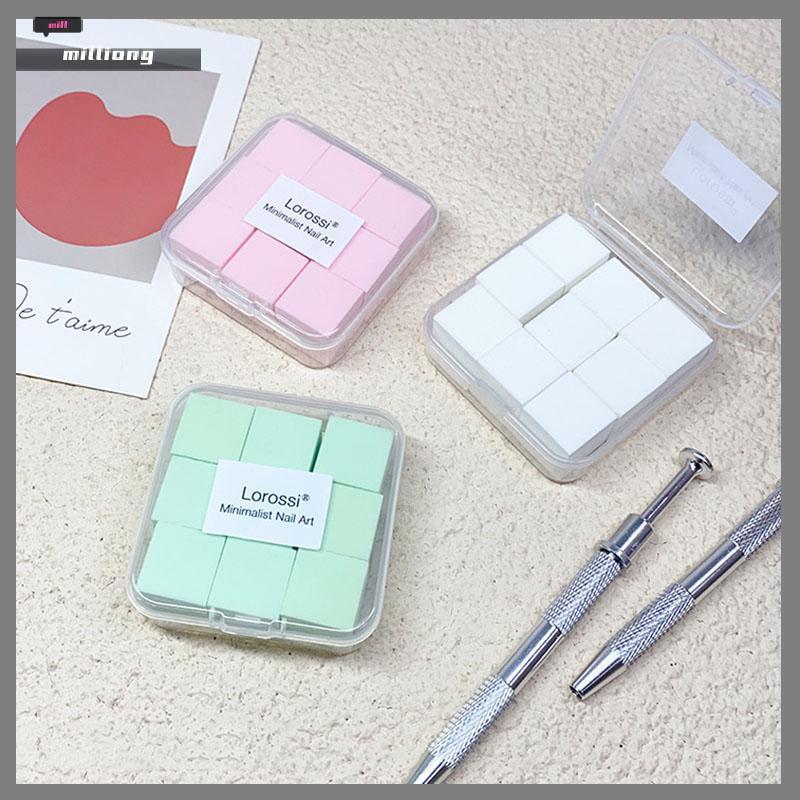 DREAMVEIL 2 ซม./0.79in Soft Nail Art ฟองน้ํา 9 ชิ้น/กล่องเล็บ Stamper Gradient Effect ภาพวาดเจลย้อมส