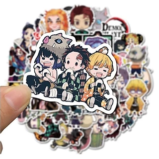 💥พร้อมส่ง💥ลายการ์ตูนอะนิเมะ demonslayer鬼滅の刃Kimetsu no Yaiba 50แผ่น กันน้ำ สติ๊กเกอร์ ใช้ซ้ำได้