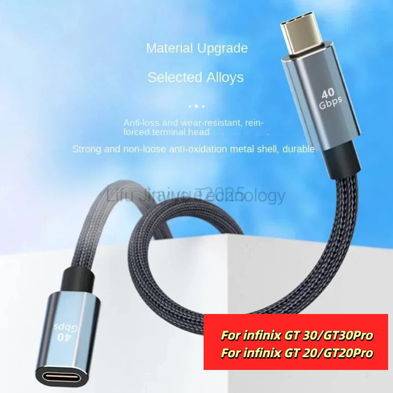 FDD9 USB4 Type-C สาย USB C ชายหญิง Extender 40Gbps Data Transfer 100W 5A สายชาร์จสําหรับ USB-C Hub แ