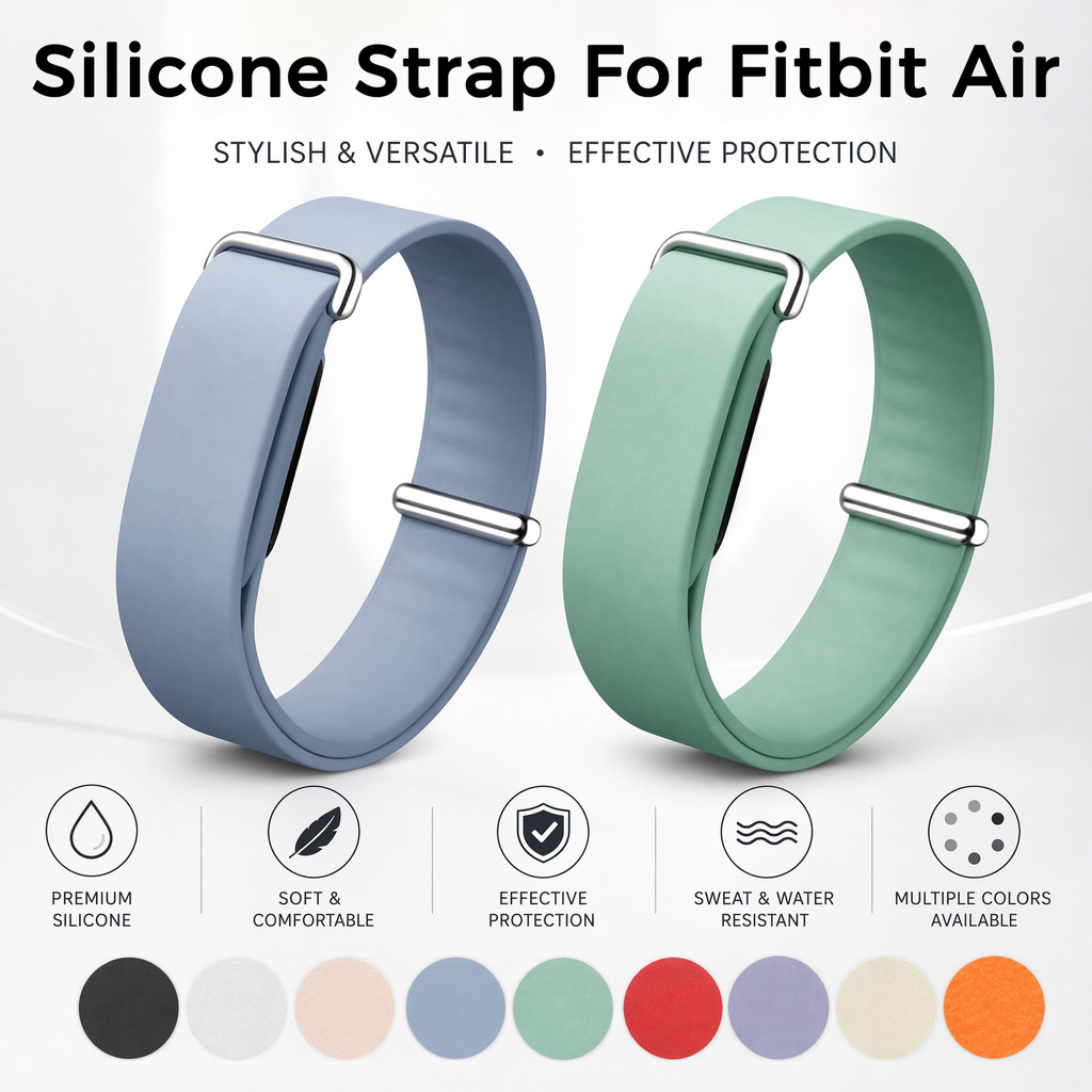 สายรัดซิลิโคนระบายอากาศสําหรับ Fitbit Air Soft Sweatproof สายรัดกีฬาเปลี่ยนอุปกรณ์เสริมสายรัดข้อมือแบบปลดเร็วแบบปรับได้