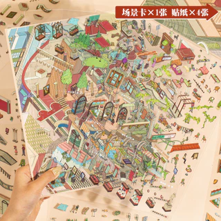 Idako [Yuxian Square นิ้ว Secret Realm 3.0] 5 ชิ้นขนาดใหญ่พิพิธภัณฑ์สินค้า 3d ภูมิทัศน์สติกเกอร์ Immersive diy Decompression SS054