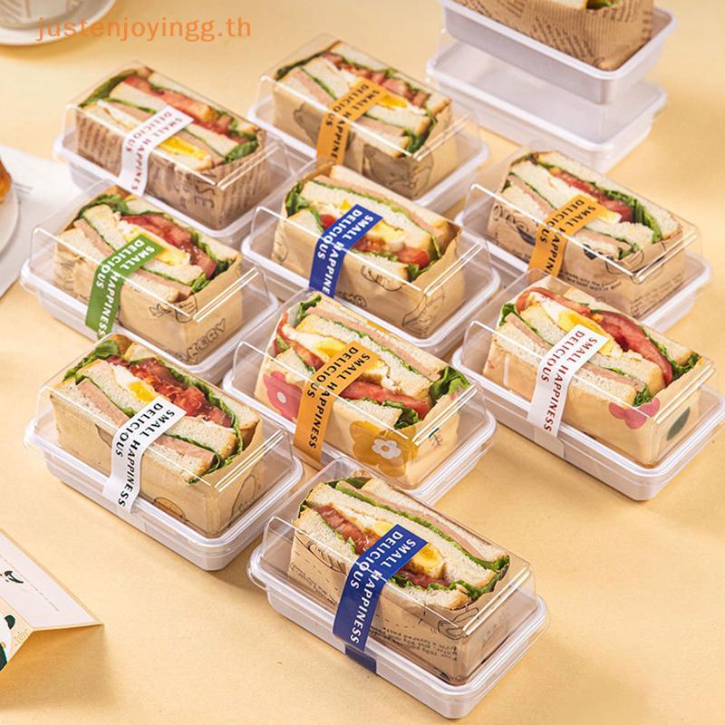 { JJTH } 10/50PCS แซนวิช Paaging Box แซนวิชครึ่งชิ้น Burger Paaging Case Baking กล่องข้าวปิคนิค กล่องอาหารกลางวันพลาสติกแบบใช้แล้วทิ้ง