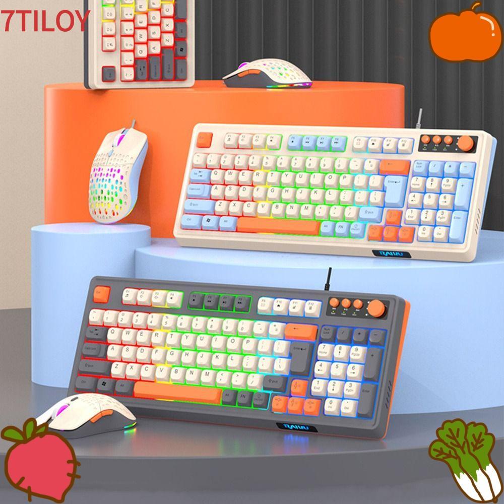 7TILOYSHOP RAID T98 คีย์บอร์ด, 98 เค้าโครงคีย์ Luminous คีย์บอร์ดเมาส์ชุด,แสงไฟสีรุ้งเกมคีย์บอร์ดแบบ