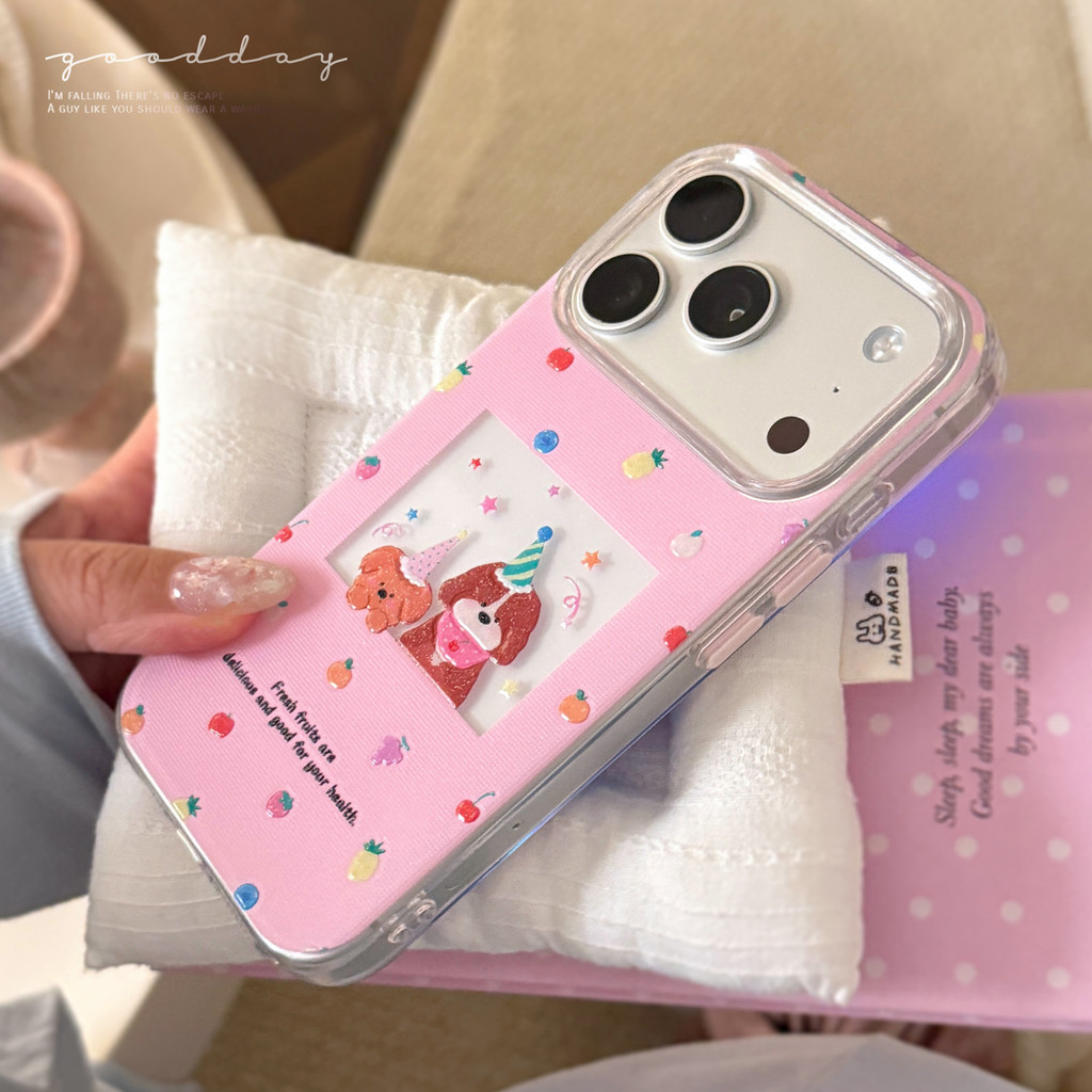 Insน่ารักGlitter Puppy Cartooโปร่งใสสําหรับIphone 17 17pro 16 15 14 13 PRO MAXปลอกฝาครอบป้องกันAT301