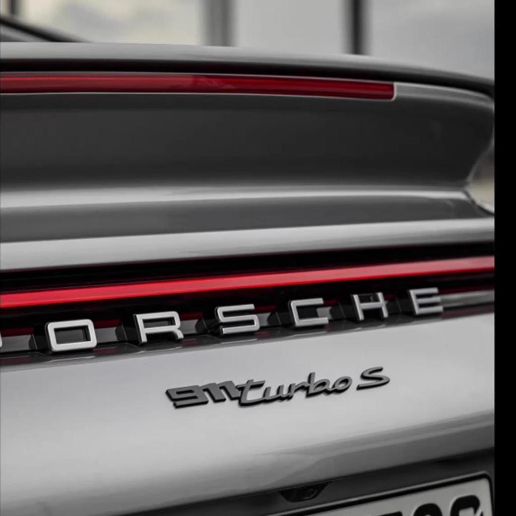 Original Model New Porsche Bright Black Wordmark 911/992Cerra Taycan Turbo4S Modified