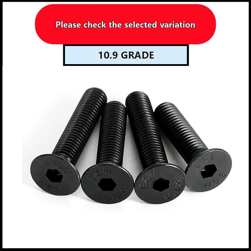 สกรูหัวจมหกเหลี่ยม เหล็กเกรด 10.9 รมดำ แข็งแรง (2-10pcs) [FKY-M1]