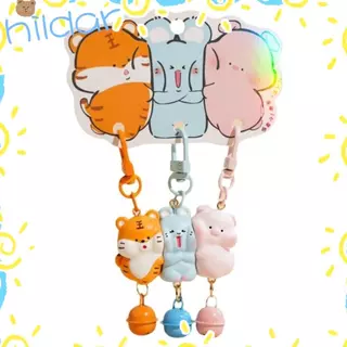 HLAR 3 ชิ้นชุดพวงกุญแจ Snap แม่เหล็ก, การ์ตูนเรซิ่นสัตว์พวงกุญแจ, Charms แม่เหล็กมินิพวงกุญแจชุดของขวัญเพื่อน