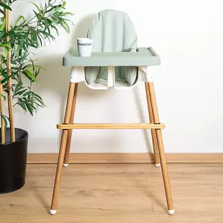 IKEA antilop ที่พักเท้า V3 ไม่ร่วงหล่น ปลอกหนังสีขาวกันเปื้อน นุ่มเท้า ที่นั่งกินข้าวเด็กทรงสูง ยางรอง
