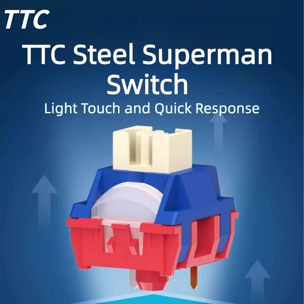 TTC Steel Superman Switch 3-Pin POM Mechanical Keyboard ครีมเสียงที่กําหนดเอง Hot Swap Tone Switch