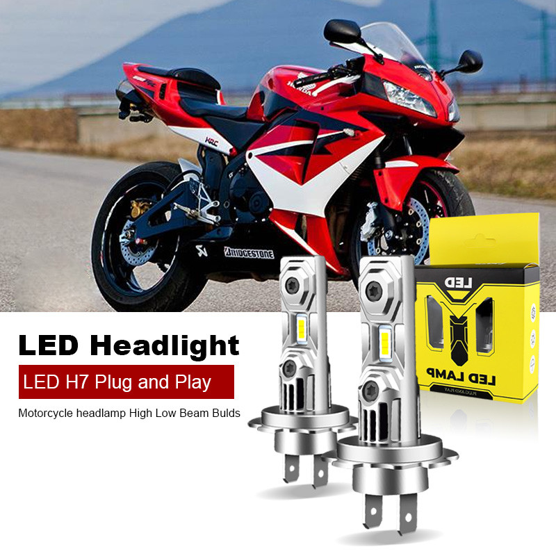 2PCS รถจักรยานยนต์ H7 LED ไฟหน้าหลอดไฟชุดสําหรับ Honda CBR 600rr 1000rr 2003-2017 สีขาว Plug และ Pla