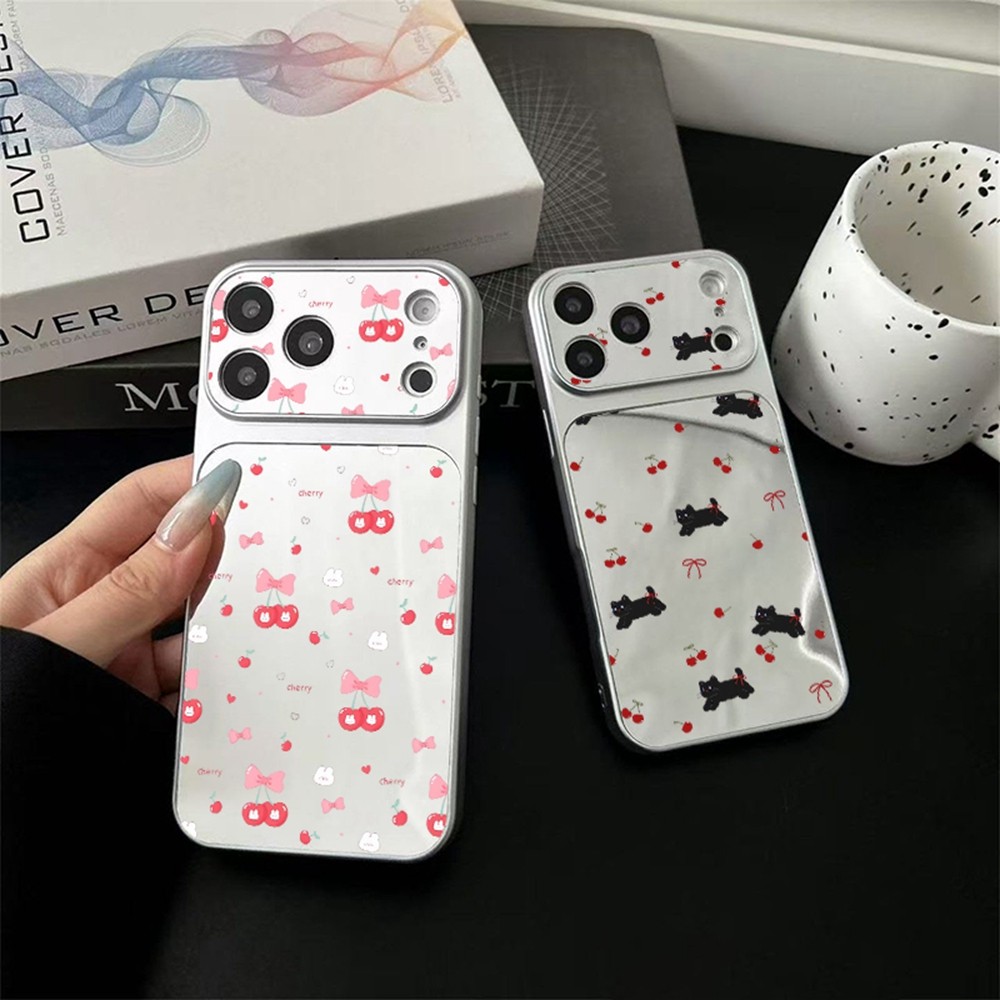 Make Up กระจกเคสโทรศัพท์สําหรับ Realme 5 5i 6i 8 9i 12 13 4 15 16 Pro Plus 14T 15T Hard การ์ตูนแมวดํ