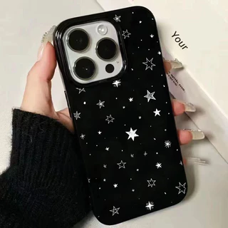 เคสไอโฟน17สำหรับ IPhone 11 12 13 15 16 17 Air 14 Pro Max XR XS X Max 7 8 Plusแฟชั่นจุดน่ารักดาวพื้นผิวมันวาวซิลิโคนปก