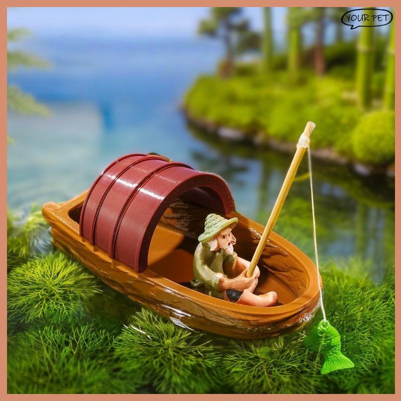 ของคุณ มินิลอยเรือชาวประมงชุดสําหรับถังปลาน้ําไมโครภูมิทัศน์บ่อฉากสร้างสรรค์เครื่องประดับตกแต่ง สัตว์เลี้ยง