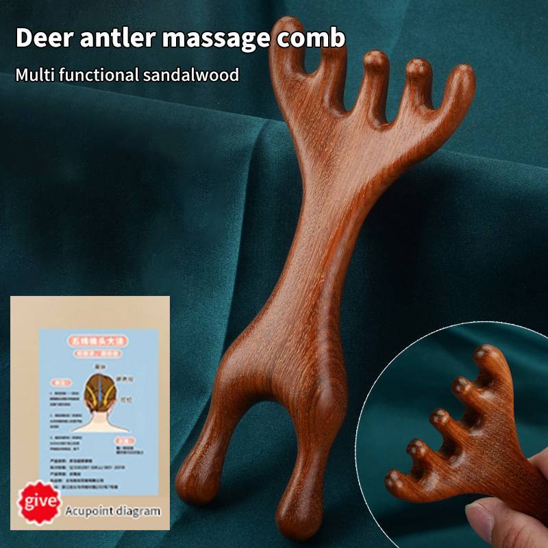 GSR Double Headed Body Meridian Massageb ไม้จันทน์กวาง Antlers ฟันกว้างฝังเข็มช่วย Anti-static เครื่องมือ TH