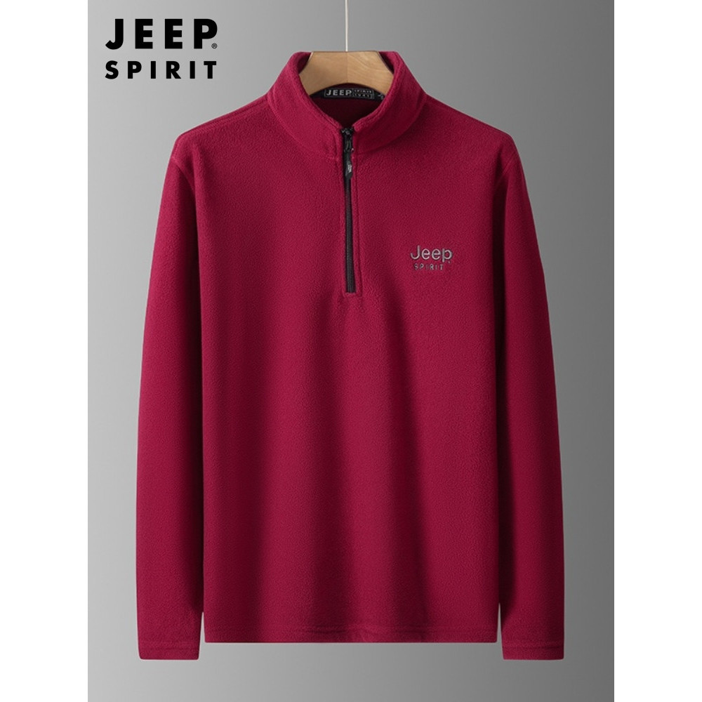 JEEP JEEP JEEP เสื้อกันหนาวขนแกะผู้ชายฤดูใบไม้ร่วงฤดูหนาวสไตล์ใหม่หลวมวัยกลางคนผู้สูงอายุพ่อ Hal