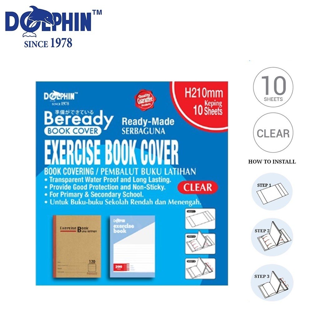 Dolphin Clear Text Book Cover / Pembalut Buku / Book Wrapper 10S