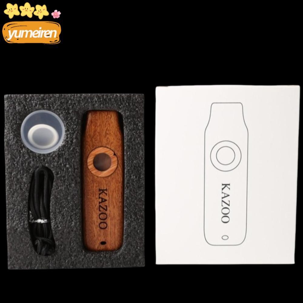 YUMEIREN ไม้ Kazoo น้ําหนักเบาพร้อมเชือกเส้นเล็กเครื่องดนตรีเล่นง่ายออกแบบทนทานแบบพกพาวัสดุไม้แบบพกพ