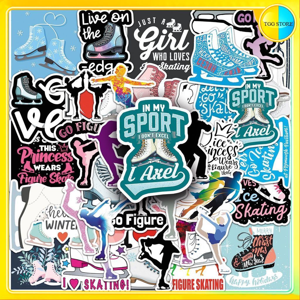 🚚พร้อมส่ง🚚 50แบบ สติกเกอร์ กีฬา ไอซ์สเก็ต Sport Cartoon Ice Skate Sticker