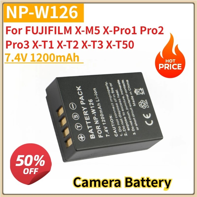 แบตเตอรี่กล้องใหม่ NP-W126 7.4V 1200mAh สําหรับ FUJIFILM X-M5 X-Pro1 Pro2 Pro3 X-T1 X-T2 X-T3 X-T50 