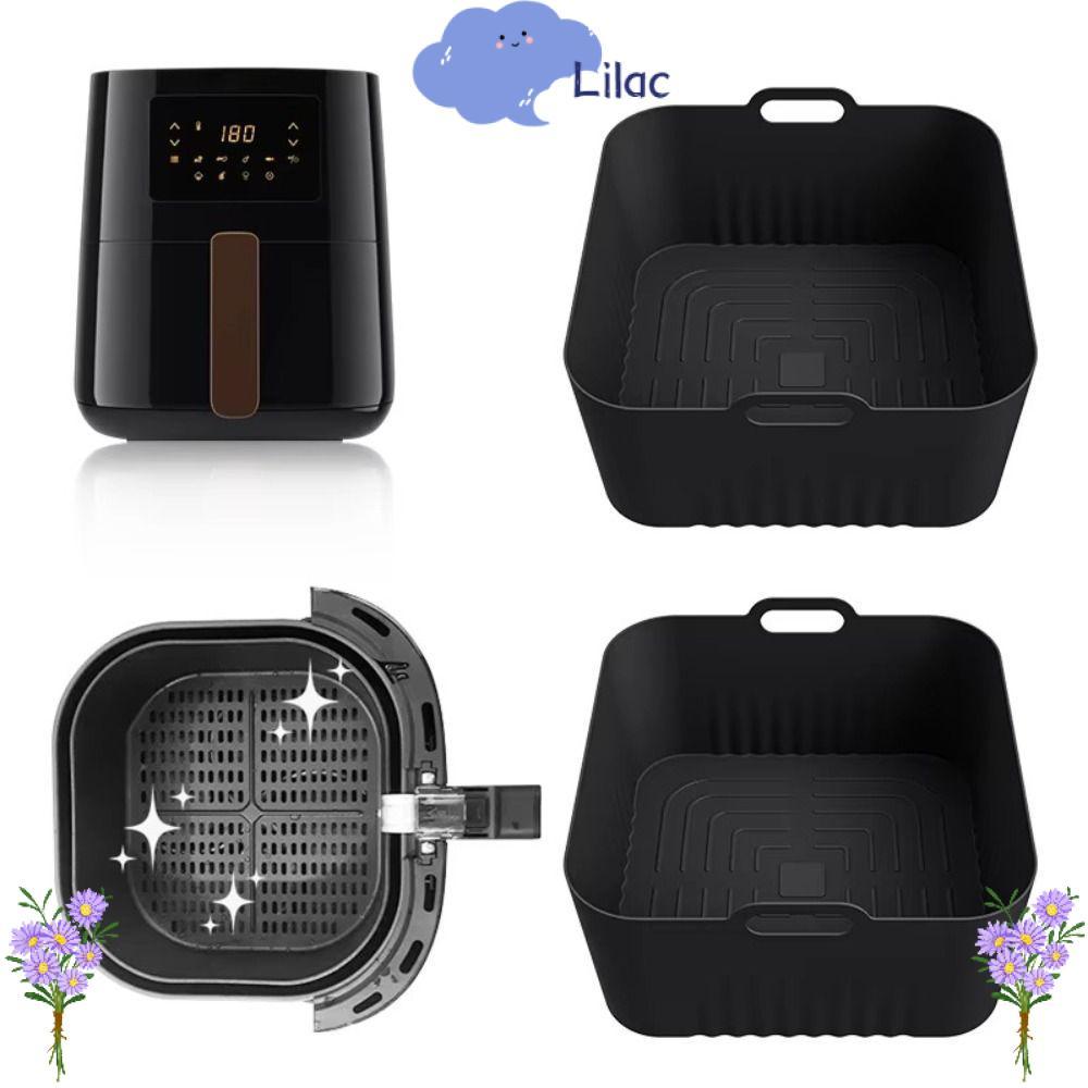 LILAC Air Fryer Mould,Reusable Square Air Fryerซิลิโคน,ถาดอบ 17 ซม.4-5L Air FryerถาดHD9252 HD9200 HD