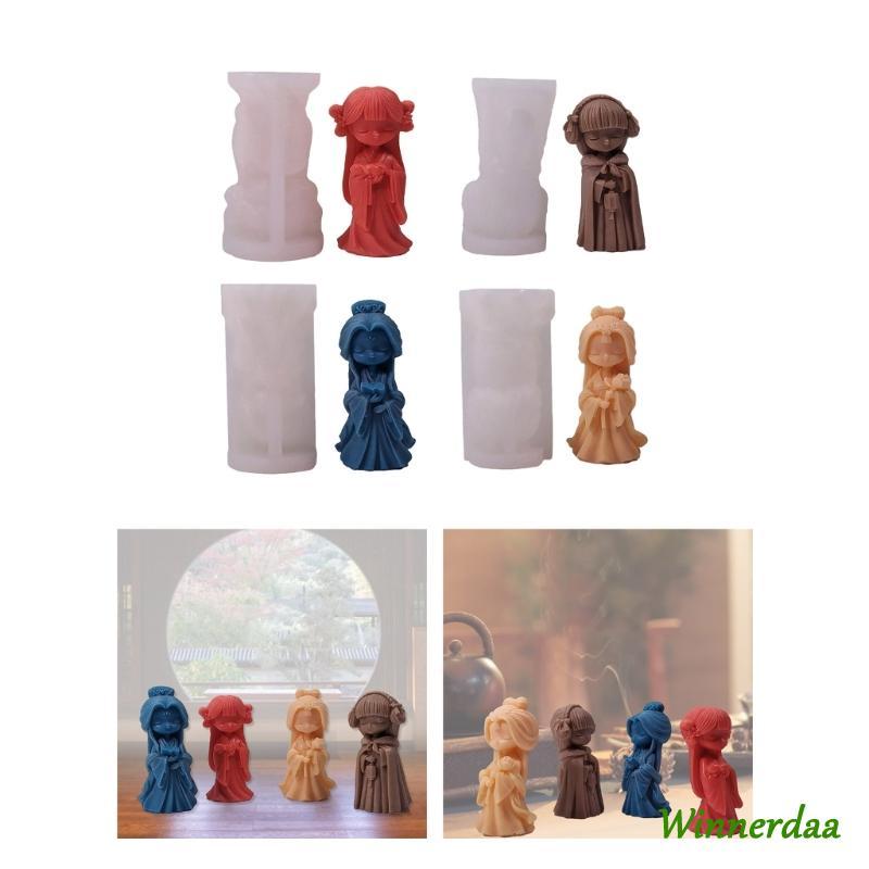 WIN 3D สาว Mould ซิลิโคนปูนปลาสเตอร์เรซินแม่พิมพ์ทําเดสก์ท็อปตกแต่ง F Ondant เค้กตกแต่ง