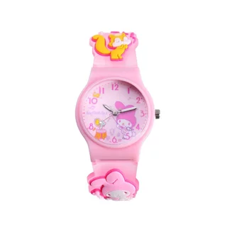 (ขายร้อน) （ซื้อหนึ่งแถมหนึ่ง） การ์ตูน Sanrio Kuromi Cinnamon Dog 3D พร้อมสายซิลิโคนนาฬิกาเด็กนาฬิกาควอทซ์กันน้ํา