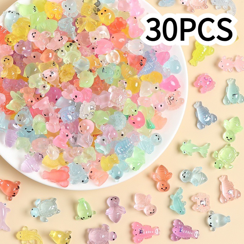 30ชิ้นส่องสว่าง3ง สัตว์ขนาดเล็กเป็ดเต่าไฮบริดเรซิ่นสก์ท็อปตกแต่งรถอุปกรณ์ ทําเอง