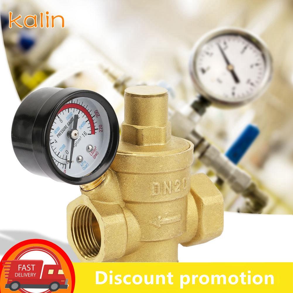 Kalin-th ตัวปรับแรงดันน้ำ DN20 ทองเหลืองปรับได้พร้อมเกจมิเตอร์