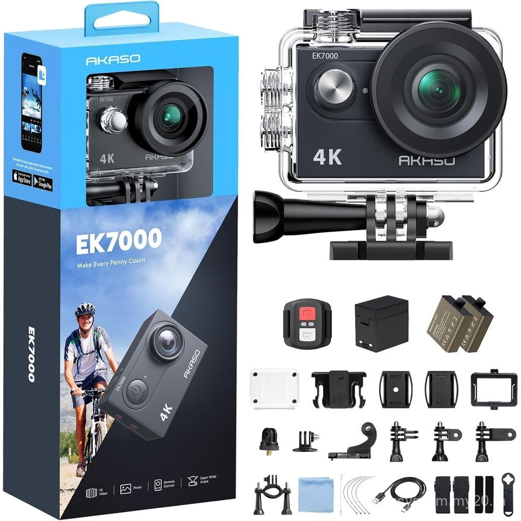 AKASO EK7000 4K30FPS 20MP WiFi Action กล้อง EIS Ultra HD 131FT กันน้ํากล้องใต้น้ํารีโมทคอนโทรล 4X ซู