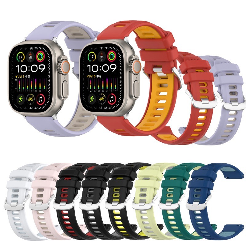 สายซิลิโคนสําหรับ Apple Watch Series 11/10 Ultra2 Ultra3 SE 9 8 7 6 5 4 3 2 1 สําหรับ iWatch Ultra 49/45/41 มม.44 มม.40 มม.42 มม.46 มม.38 มม.สร้อยข้อมือกีฬาสมาร์ทนาฬิกาสายรัดข้อมือ