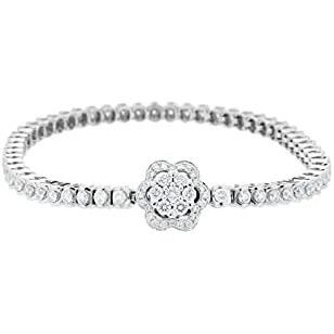 Amoro 18kt สร้อยข้อมือเพชรทองคําขาว (3.50 กะรัต, สี HI, SI1-SI2 ความชัดเจน)