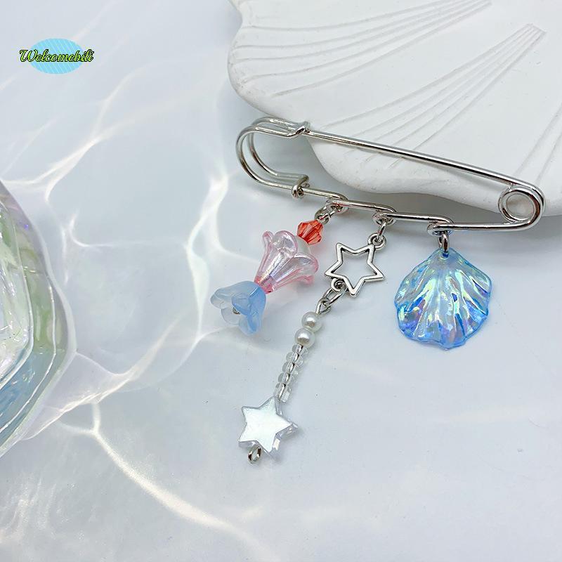 [WLB-t] Y2k Gothic Sweet Beaded เข็มกลัดสไตล์ Paperclip Lapel Pin เอว Bule แฟชั่นรองเท้าผ้าใบป้ายเสื