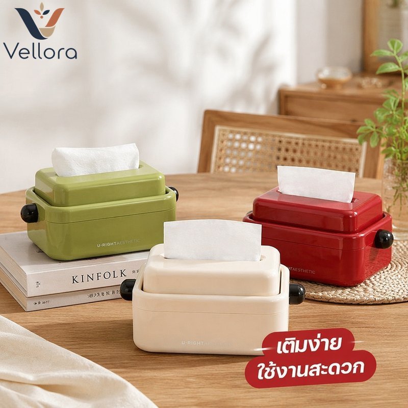 ที่ใส่กล่องกระดาษทิชชู Vintage Travertine สไตล์ PP กันฝุ่นติดผนังไม่มีร่องรอย Desktop Organizer