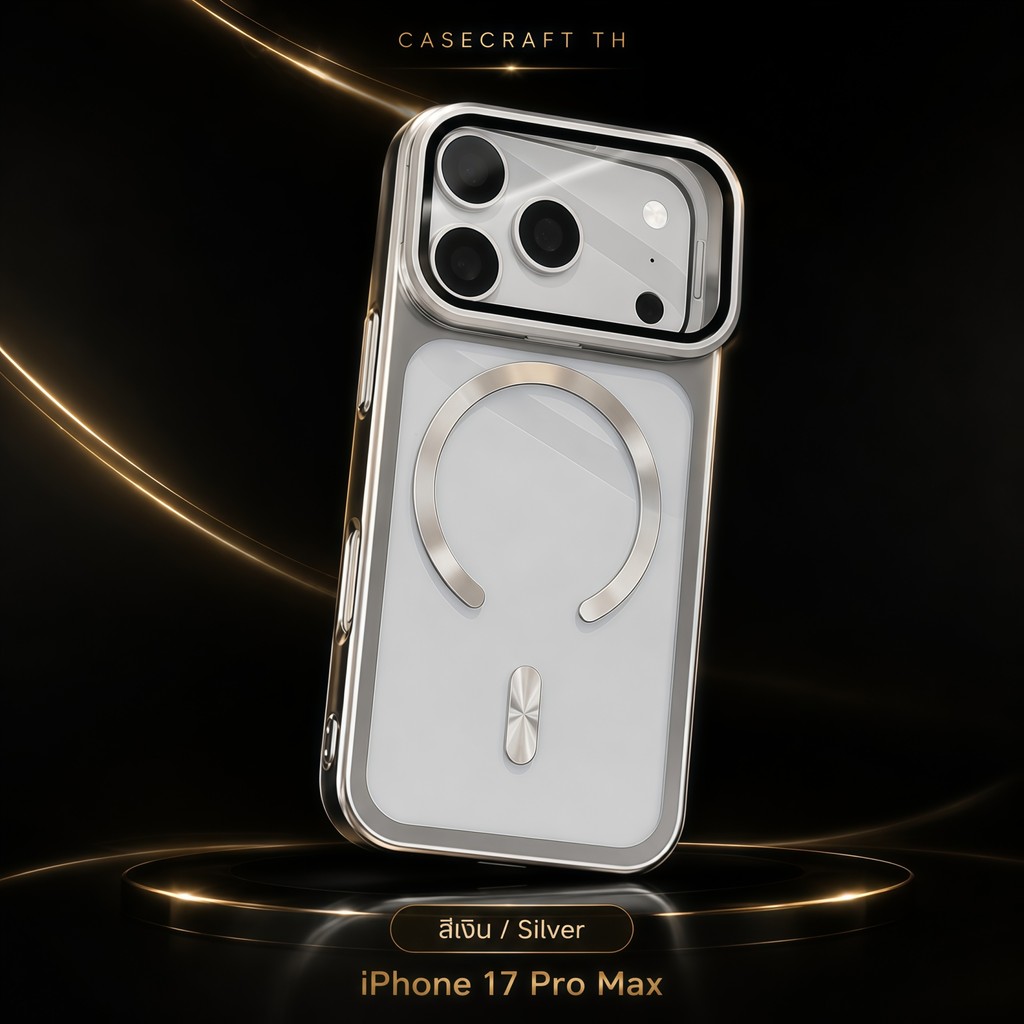 เคส iPhone 17 Pro Max เคสใส แม่เหล็ก ขาตั้งเลนส์ ป้องกันเลนส์กล้อง กันกระแทก ดีไซน์หรู