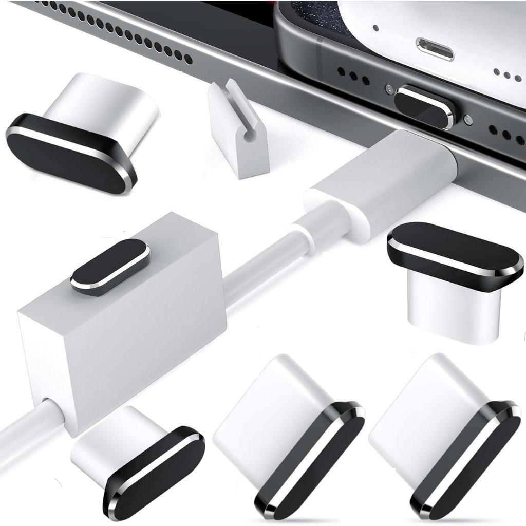 USB C ปลั๊กฝุ่น 5 แพ็คป้องกันฝุ่นพอร์ตชาร์จสําหรับ iPhone 17 16 Pro Max 15 Plus 17e 16e สําหรับ Sams
