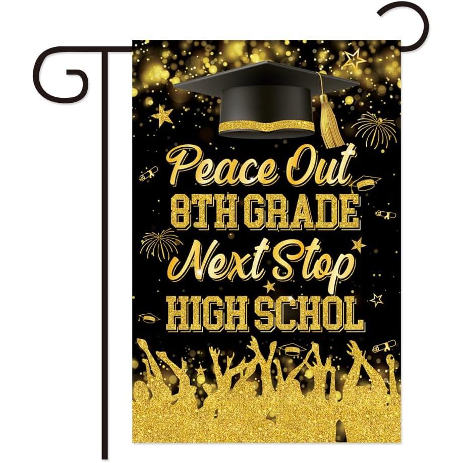 Aisosiks 8TH Grade Graduation Decoration Decoration Decorative 2026, 12.5 x 18 นิ้ว 8th Garden Flag 