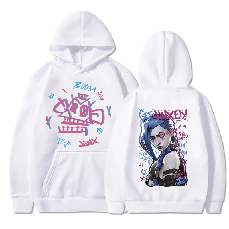 【ร้อน】Fashion Anime Arcane-jinx hoodie Harajuku Man Woman sweatshirt pullover Tops Casual
