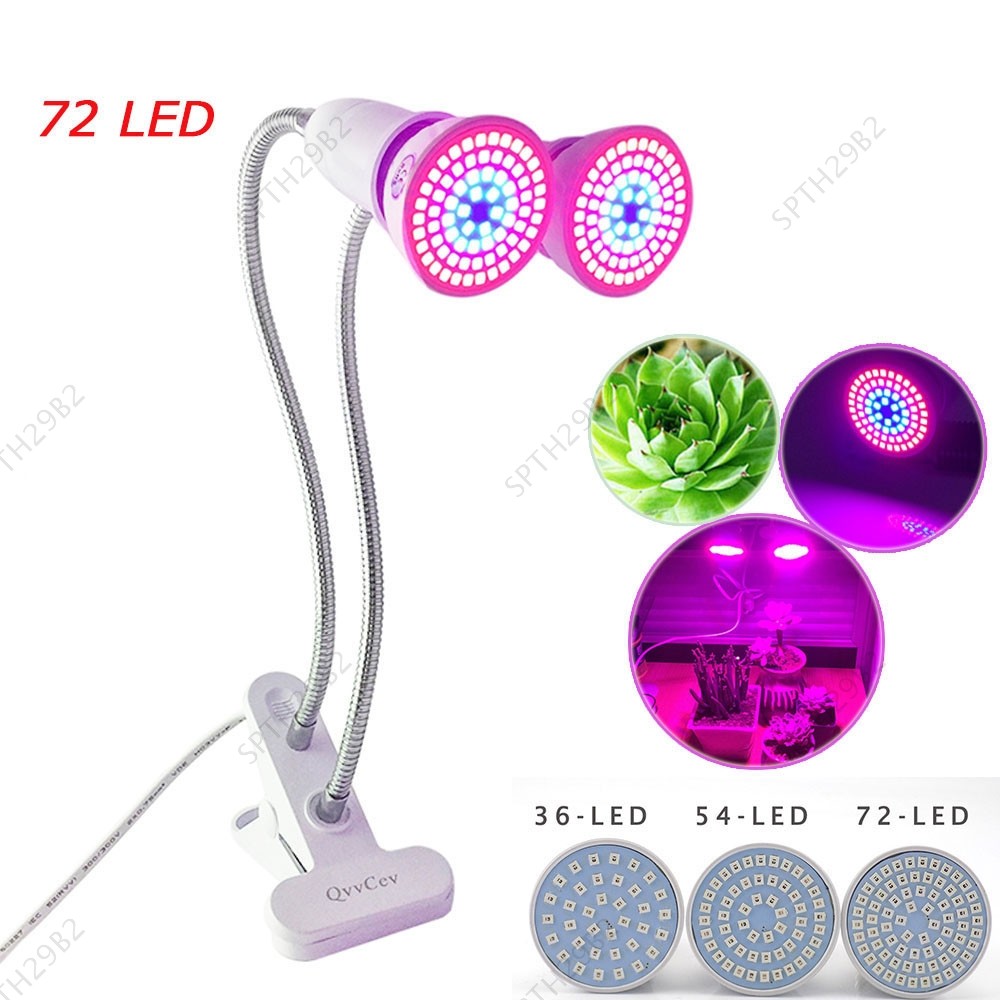 36 54 72 LED Grow Light E27 หลอดไฟ dual โคมไฟสําหรับพืชดอกไม้โต๊ะคลิปสําหรับเรือนกระจกในร่ม Hydropon