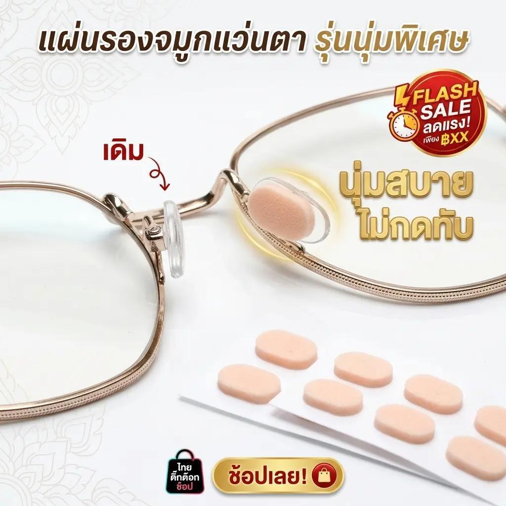 แบรนด์ป้องกันการลื่นและทนแรงกด แผ่นรองจมูกแว่น ฟองน้ำนุ่ม ป้องกันการดัดงอ กันกระแทก กันลื่น ขายึดสะพานจมูก อุปกรณ์เสB001