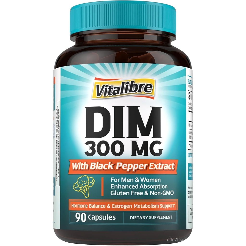 Vitalibre DIM Supplement for Women & Men, Estrogen Metabolism, Hormone Balance & Menopause Support, 