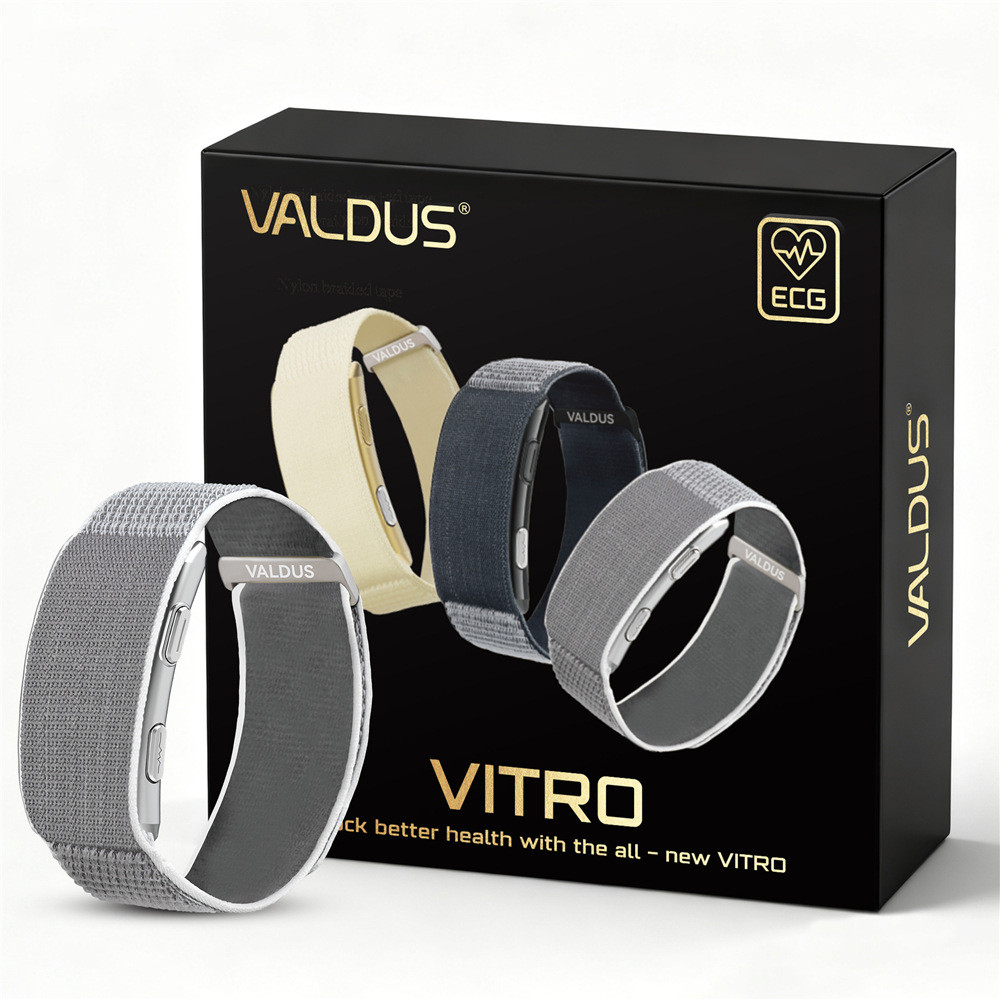 VALDUS VITRO ECG สร้อยข้อมือสมาร์ทไม่มีหน้าจอสายรัดข้อมือไนลอน Heart Rate Sleep Monitor กันน้ําติดตามสุขภาพ Smart Band
