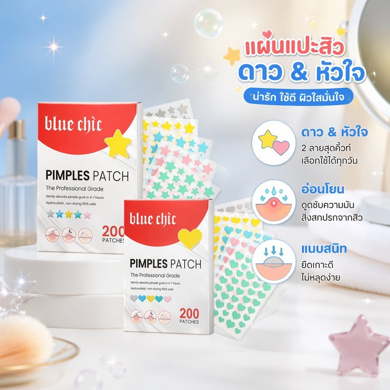 แผ่นแปะสิว Star Heart Hydrocolloid Tea Tree Centella Strong กาวฝาครอบบาง 600 ชิ้น