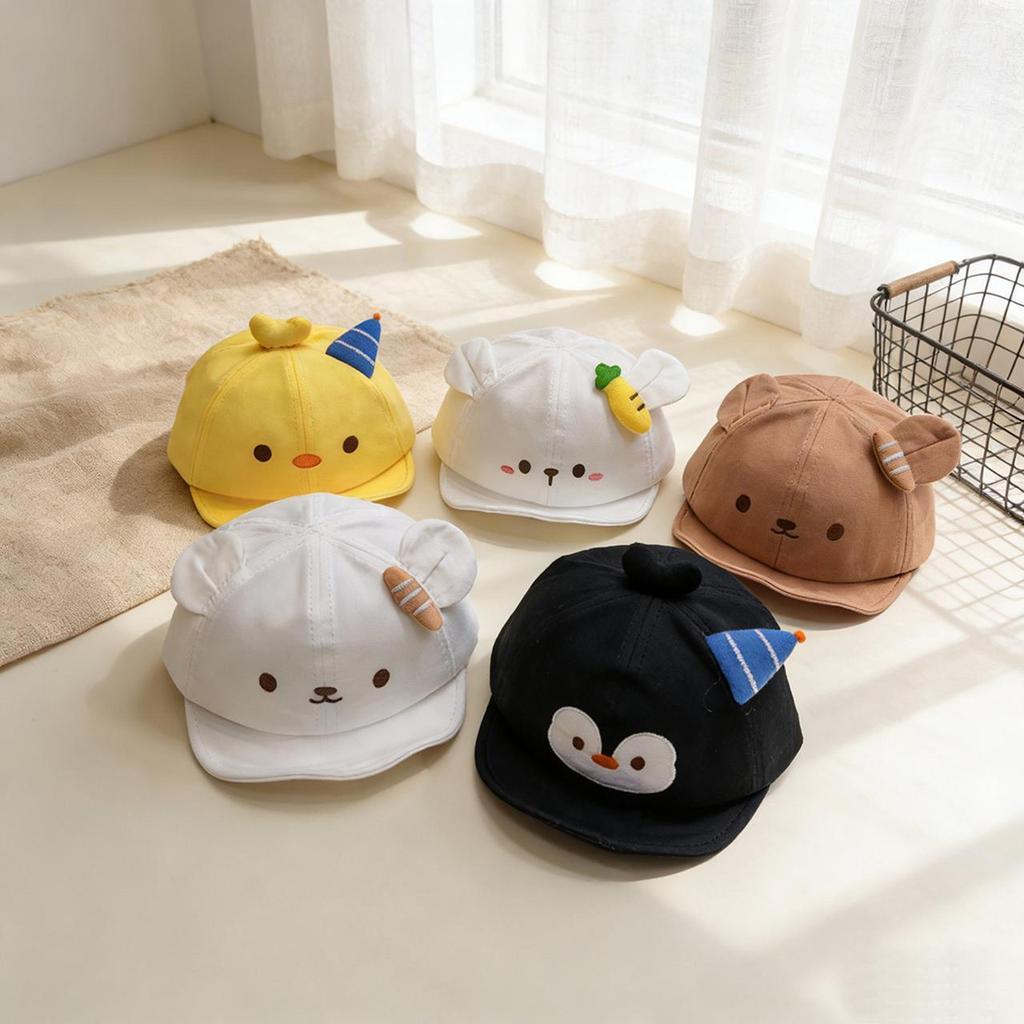 น่ารักเพนกวินเด็กหมวกเบสบอลผ้าฝ้ายนุ่มปรับทารกลิ้นเป็ดหมวกการ์ตูนสัตว์พิมพ์เด็กวัยหัดเดินหมวกยอดแหลม