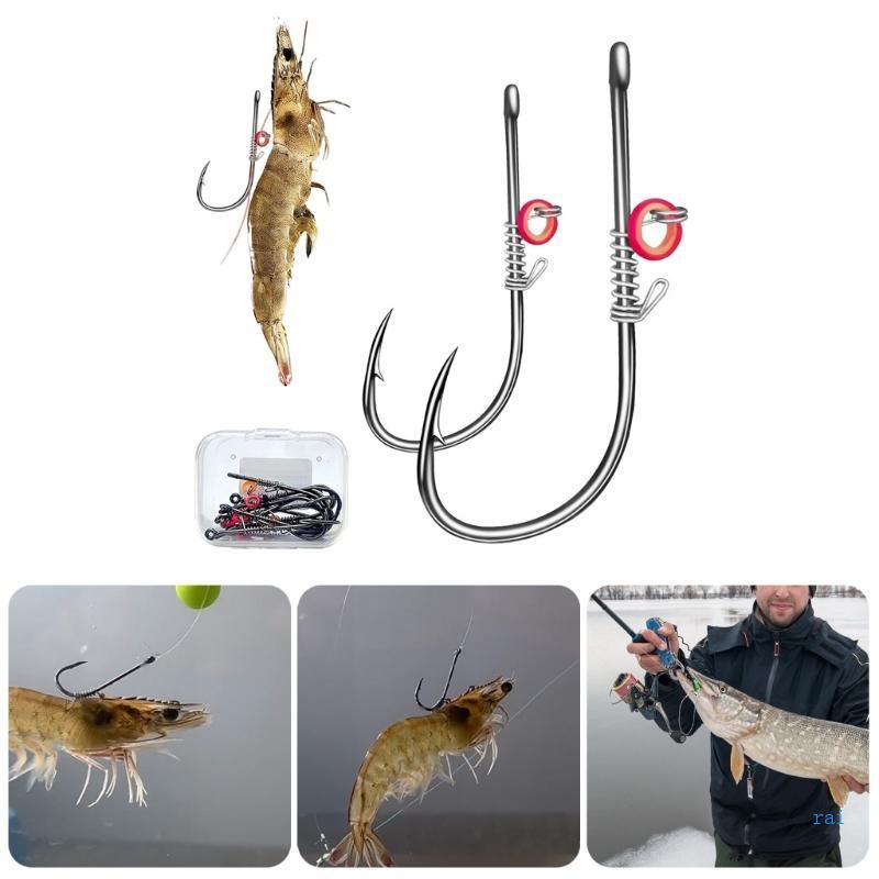 Rai Fishing Baitholder Hook Barbed Fishhook with Hole Fishing Hook
