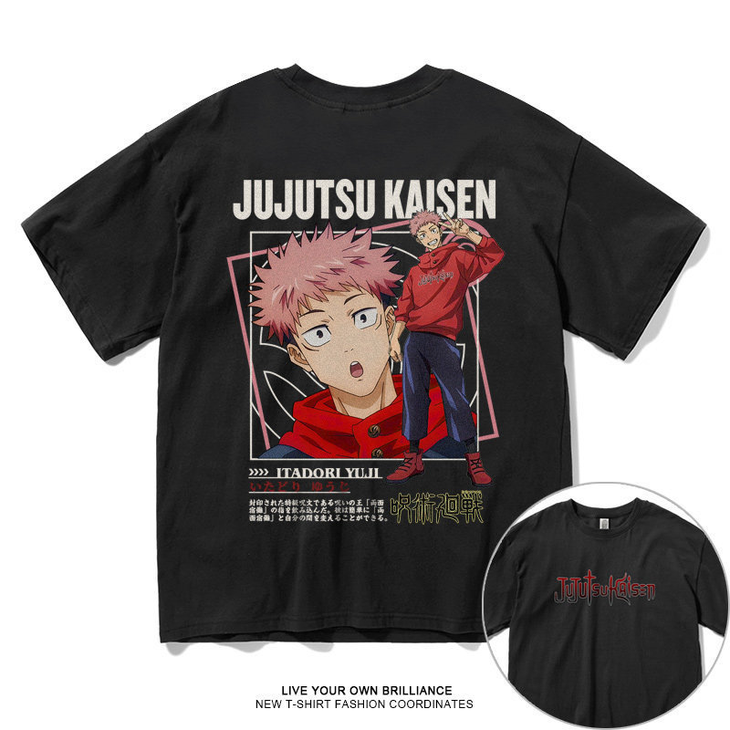 เสื้อยืดพิมพ์ลายการ์ตูนAnime Jujutsu Kaisen คอกลม unisex ไซส์ S-5XL